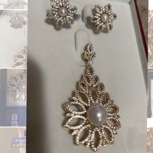 Elegant big 18k solid gold Italian necklace earring set